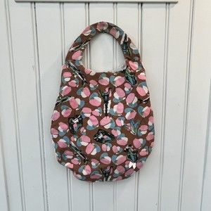 Erotokritos Print Fabric Handbag Purse Eiffel Tower Airplanes Brown Pink